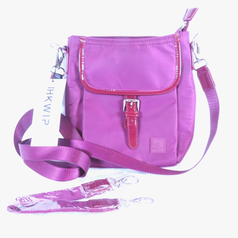 IHKWIP Womens Covertible Buckle Up Shoulder Bag Crossbody Top Handle Purple NWT